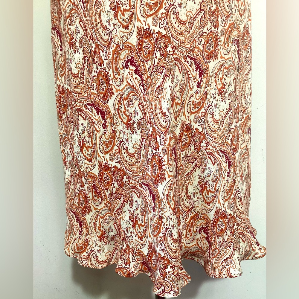 Vintage Y2K Silk Slip Dress Size 12 Cowl Neck Drape Romantic Fairycore Paisley - Picture 11 of 14